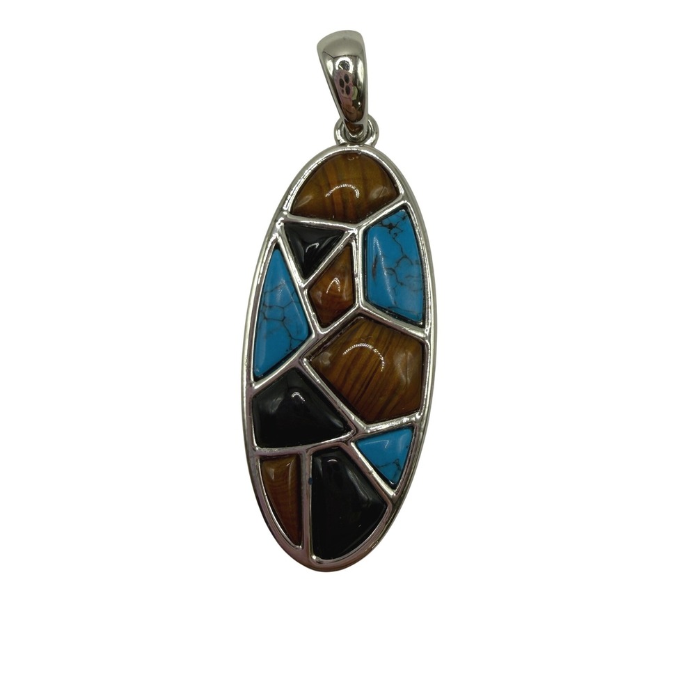 Southwestern Mosaic Inlay Boho Geometric Lia Sophia Pendant